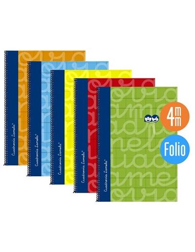 Bloc Espiral Lamela Folio Cuadrovia 4 Mm Tapa Extra Dura 80 Hojas Colores Surtidos